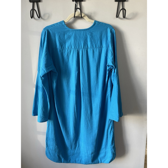 NWT Soft Surroundings Petite Medium Bright Blue Linen Blend Tunic Or Coverup - Picture 4 of 7